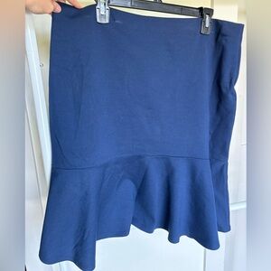 Ralph Lauren Navy Peplum Knee Length Skirt